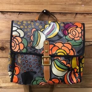 Fossil Coated Canvas Purse Mod Floral Shoulder Bag